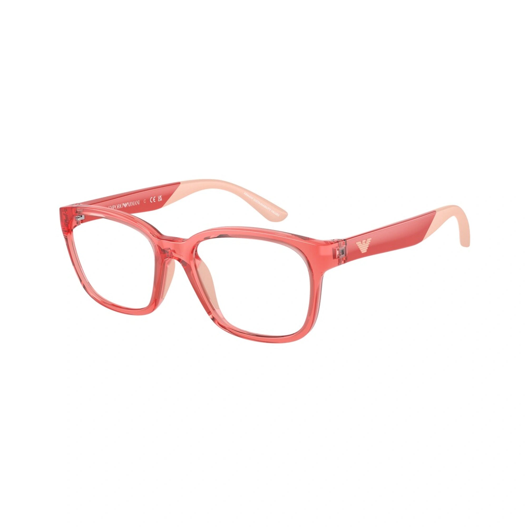 EMPORIO ARMANI EK 3003 - 5377 CORALLO TRASPARENTE LUCIDO | OCCHIALE DA VISTA BAMBINA | CALIBRO 47
