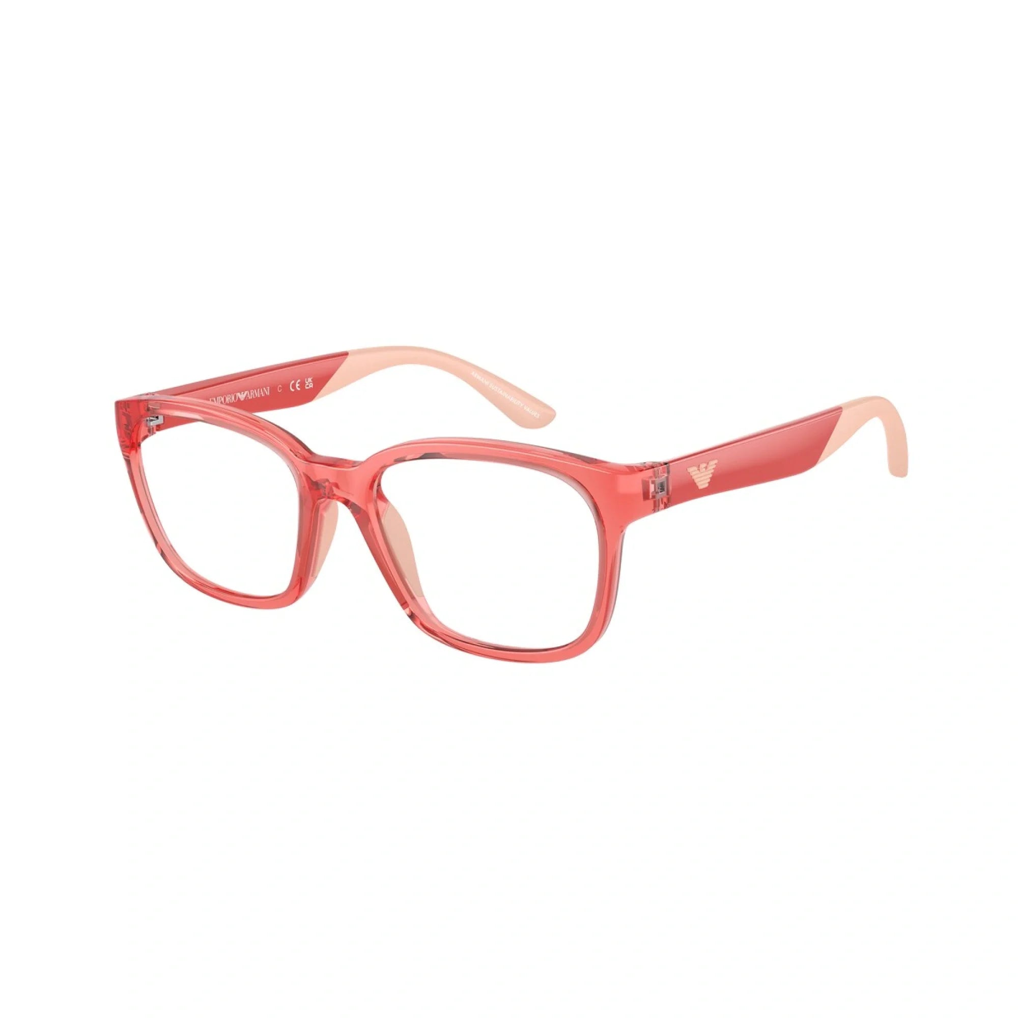 EMPORIO ARMANI EK 3003 - 5377 CORALLO TRASPARENTE LUCIDO | OCCHIALE DA VISTA BAMBINA | CALIBRO 49