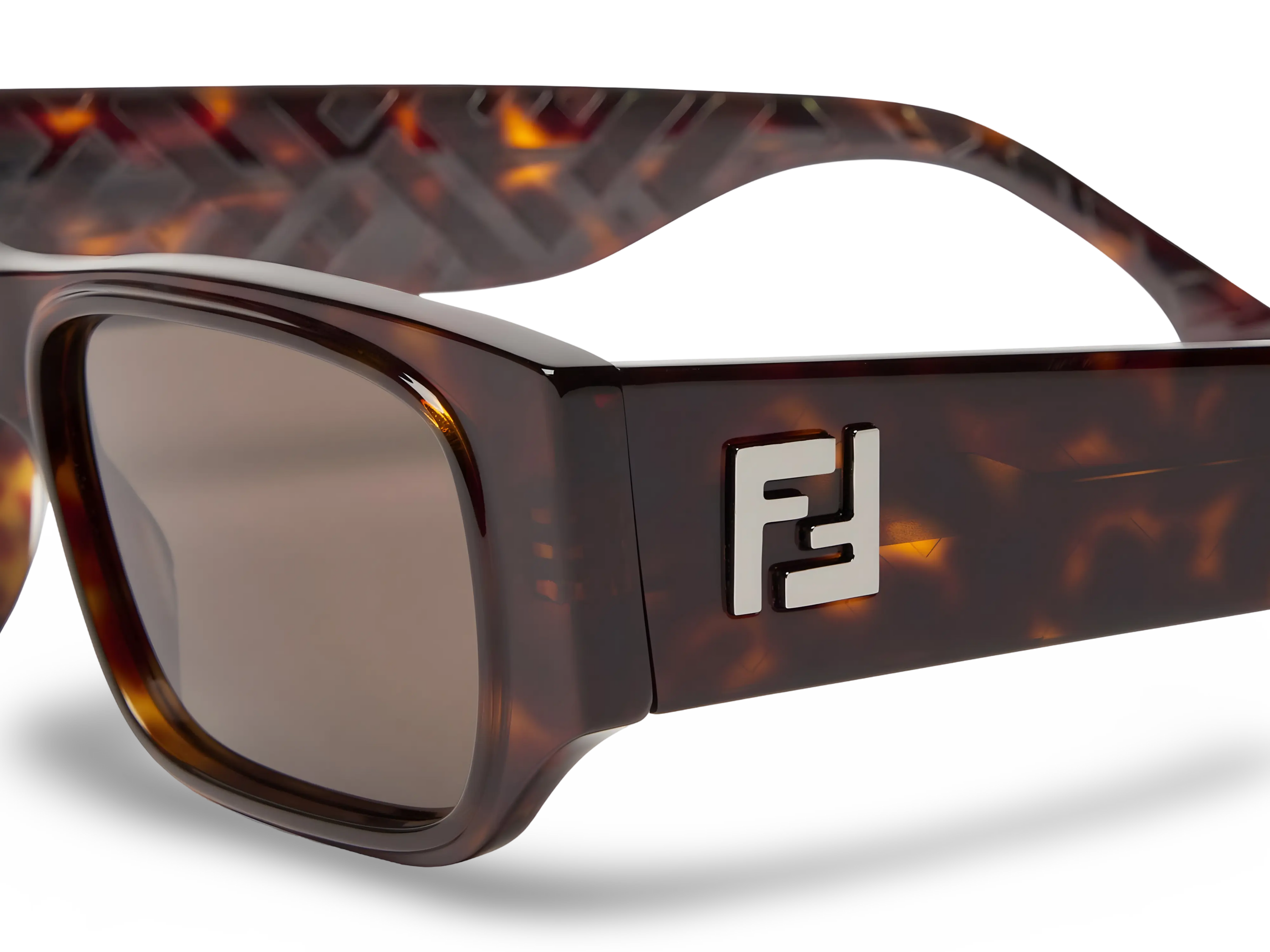 OCCHIALI DA SOLE RETTANGOLARI MARRONI EFFETTO TARTARUGATO - 54-17-145 MM