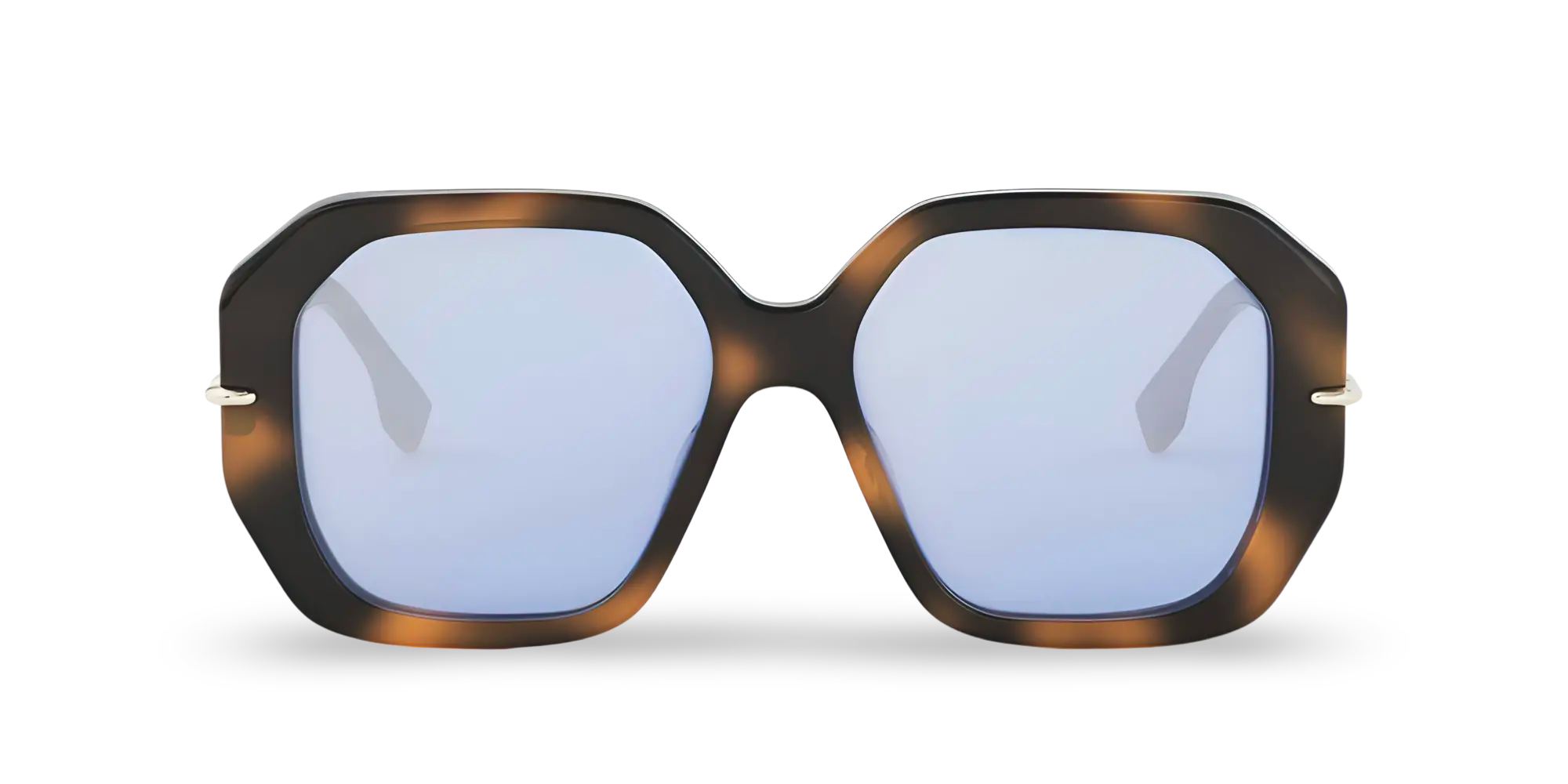 OCCHIALI DA SOLE SQUADRATI HAVANA CON LENTI AZZURRE - 54-16-140 MM