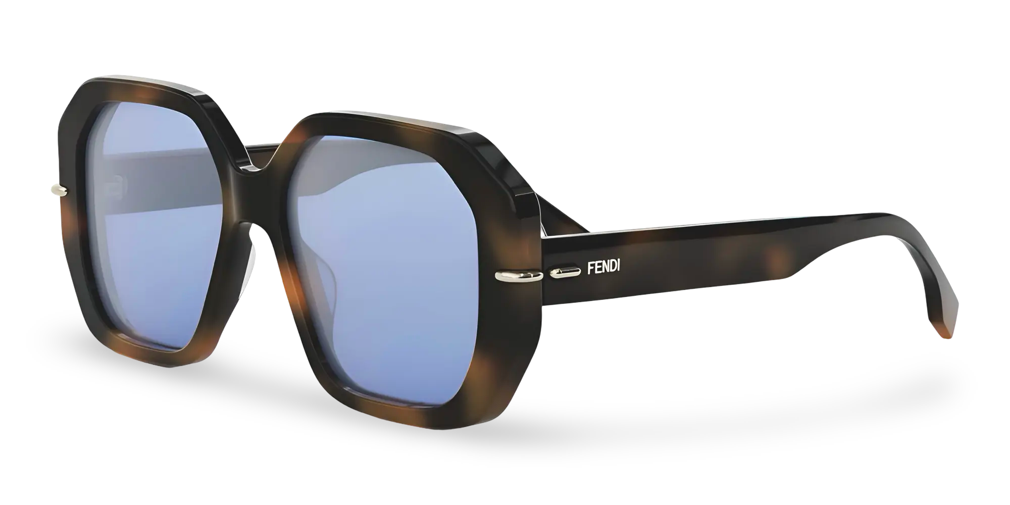 OCCHIALI DA SOLE SQUADRATI HAVANA CON LENTI AZZURRE - 54-16-140 MM