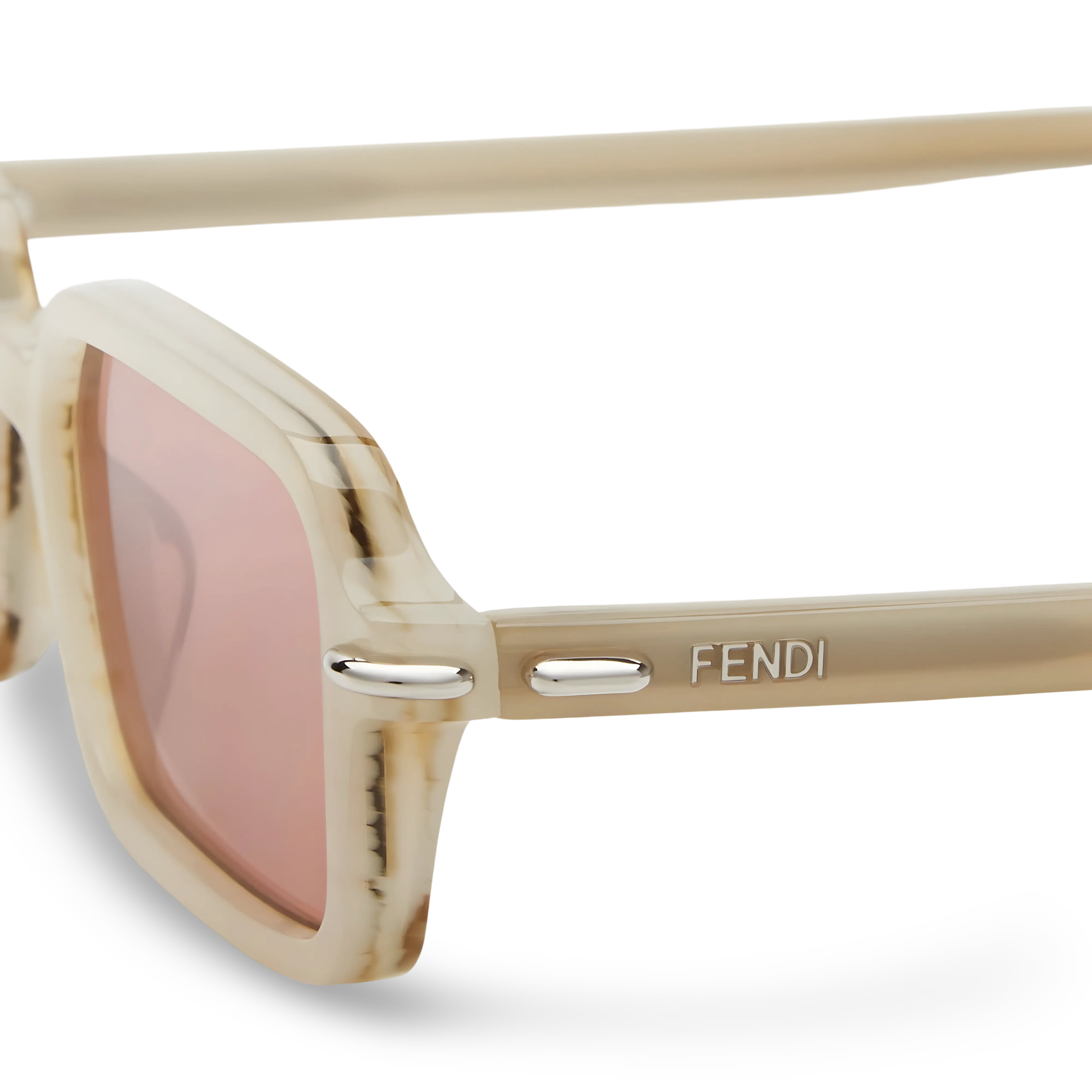 OCCHIALI DA SOLE RETTANGOLARI BEIGE EFFETTO CORNO - 51-17-140 MM