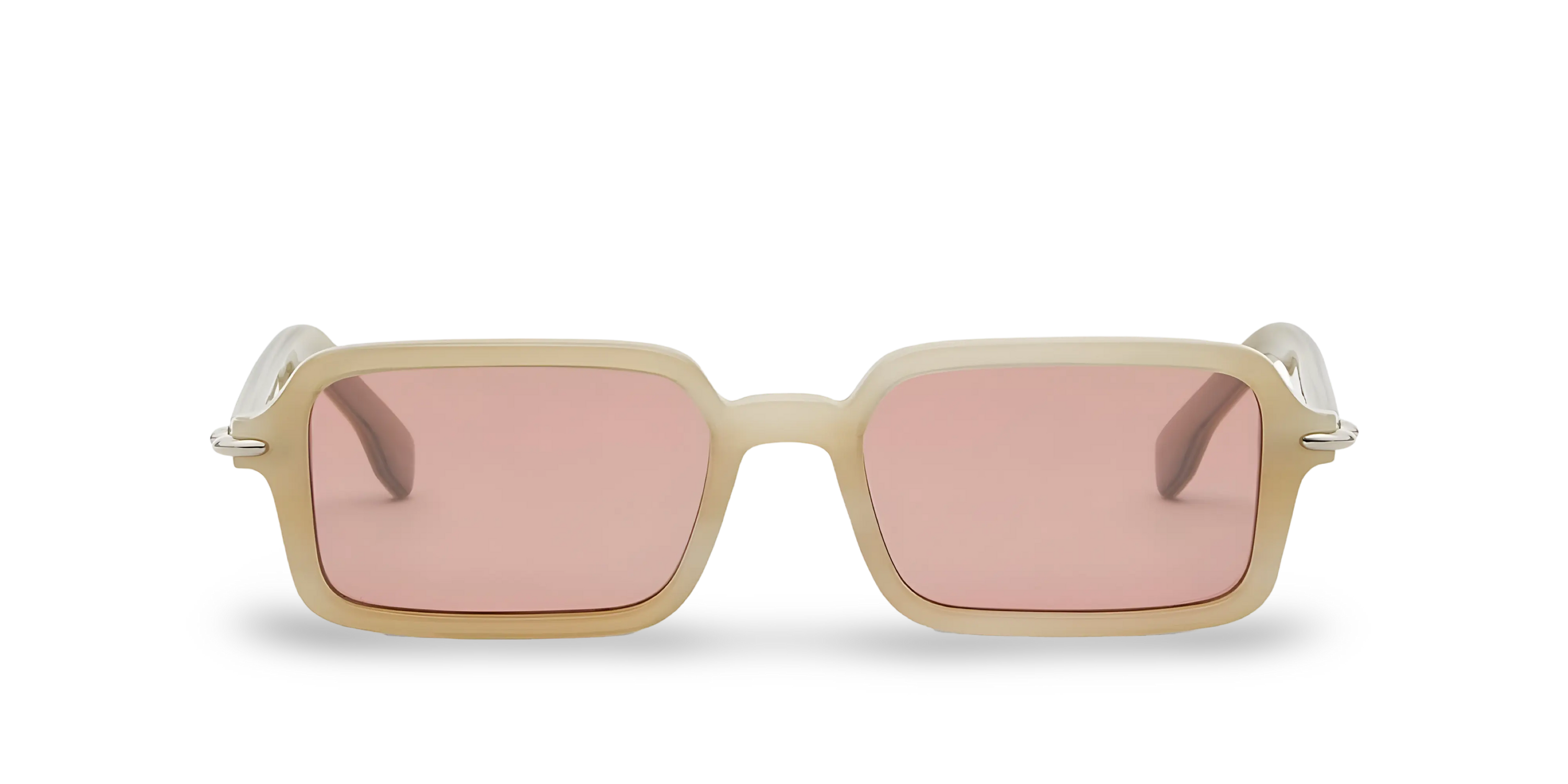 OCCHIALI DA SOLE RETTANGOLARI BEIGE EFFETTO CORNO - 51-17-140 MM