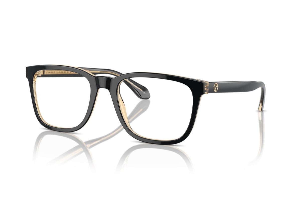 OCCHIALE DA VISTA UOMO | GIORGIO ARMANI AR 7255 - 6084 TOP NERO/ARANCIO TRASPARENTE - CALIBRO 55