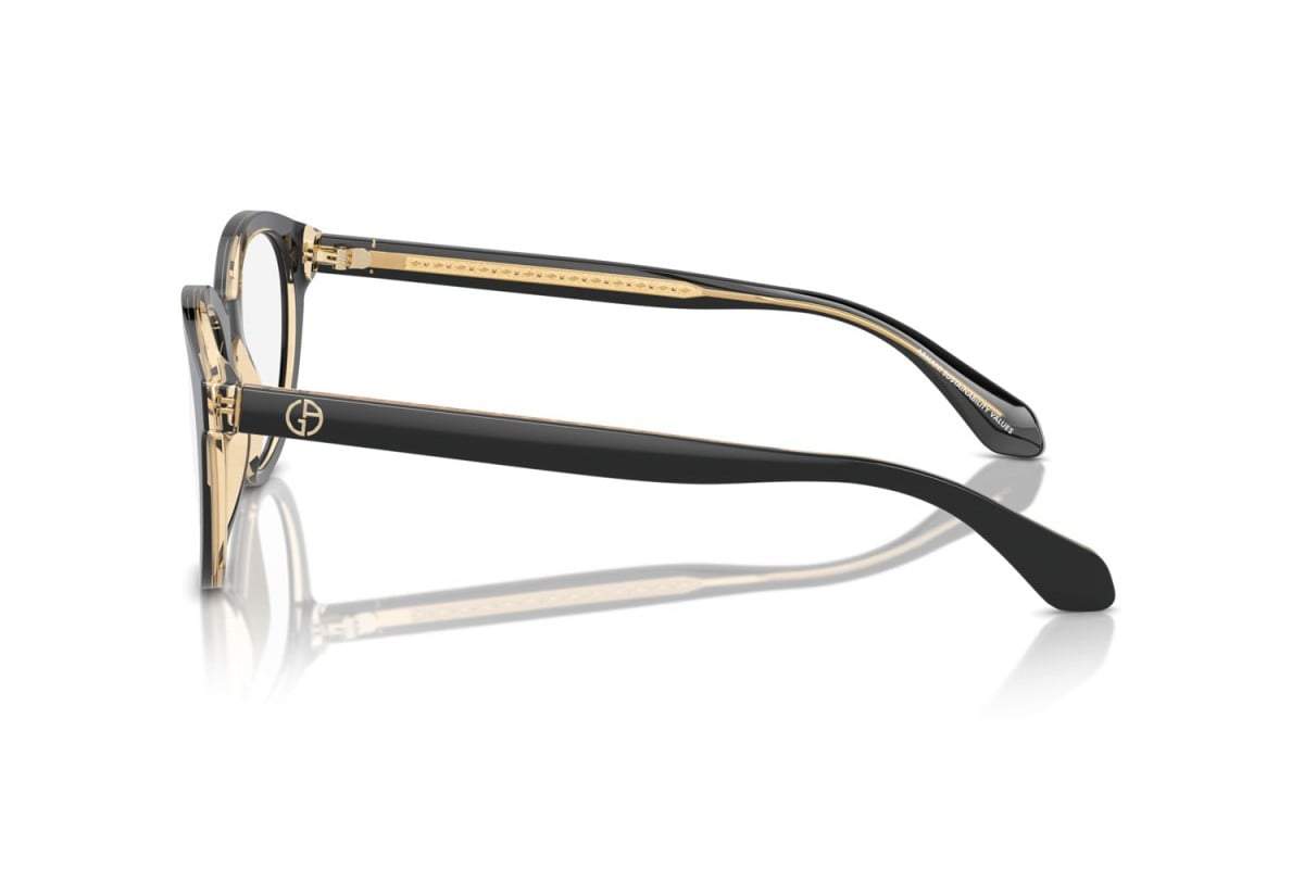 OCCHIALE DA VISTA UOMO | GIORGIO ARMANI AR 7256 - 6084 TOP NERO/ARANCIO TRASPARENTE - CALIBRO 50