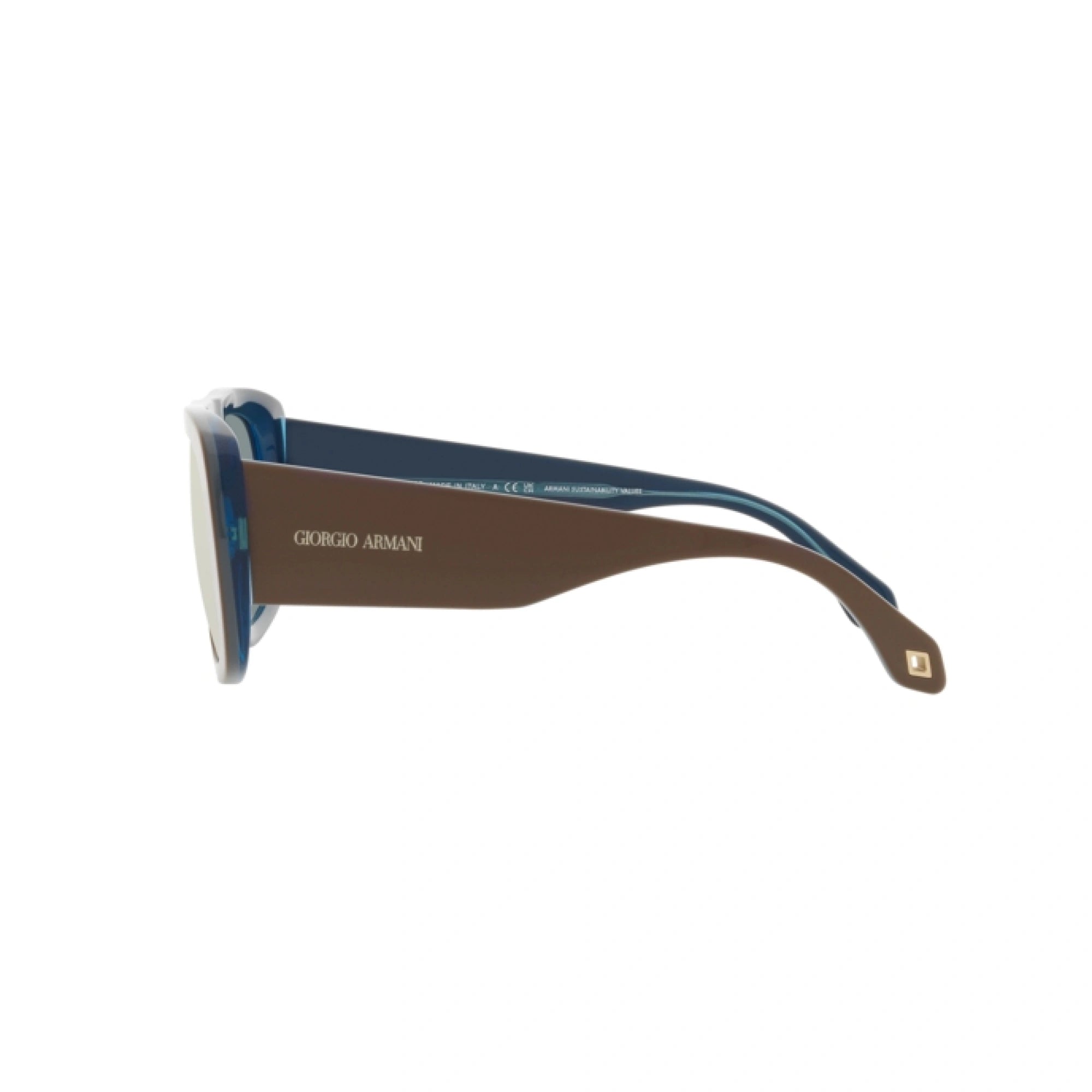 GIORGIO ARMANI AR 8183 - 5985Y5 MARRONE-BLU TRASPARENTE | OCCHIALE DA SOLE UOMO | CALIBRO 56