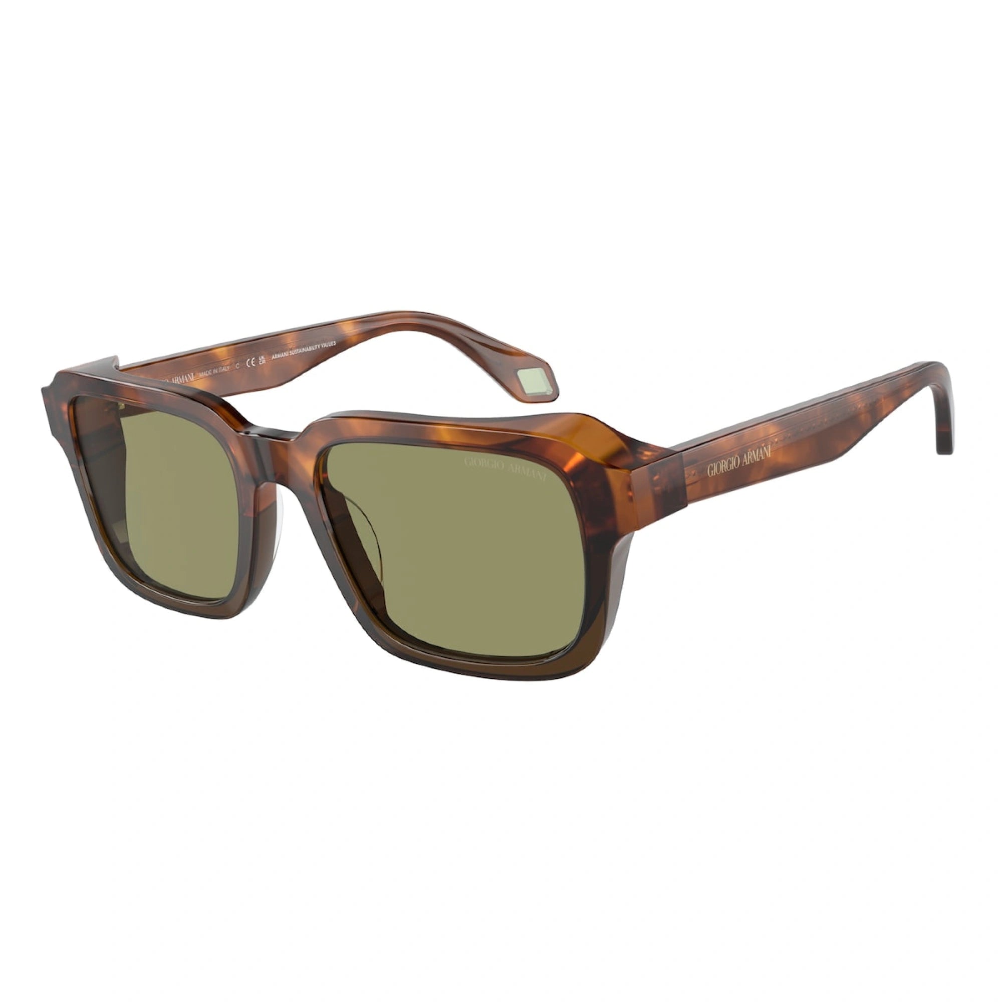 GIORGIO ARMANI AR 8194U - 598814 ROSSO AVANA/VERDE OLIVA OPALINO | OCCHIALE DA SOLE UOMO | CALIBRO 53