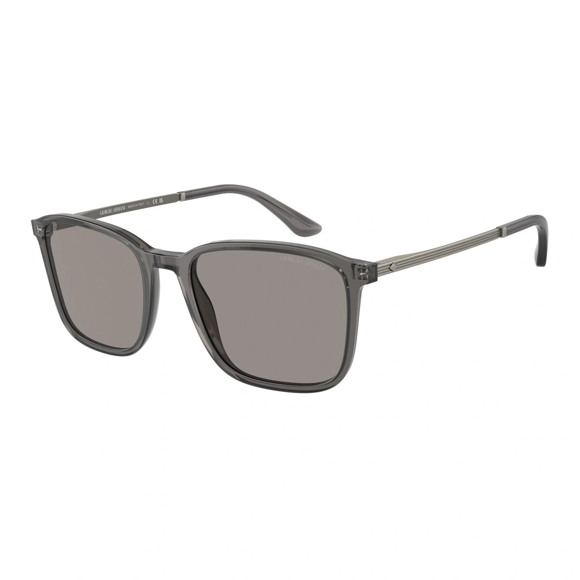 GIORGIO ARMANI AR 8197 - 6036M3 GRIGIO TRASPARENTE | OCCHIALE DA SOLE UOMO | CALIBRO 55