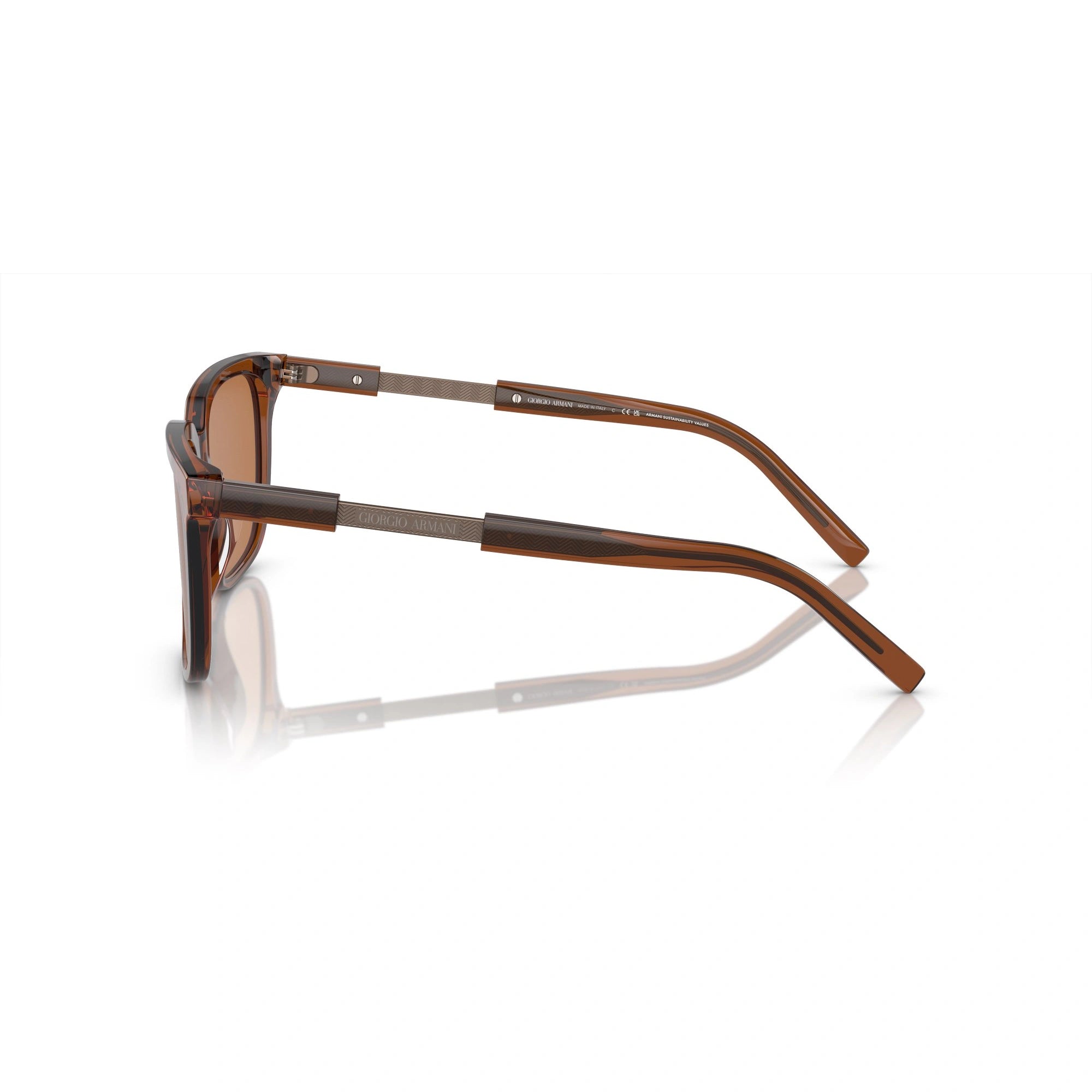GIORGIO ARMANI AR 8202U - 604973 MARRONE TRASPARENTE | OCCHIALE DA SOLE UOMO | CALIBRO 55