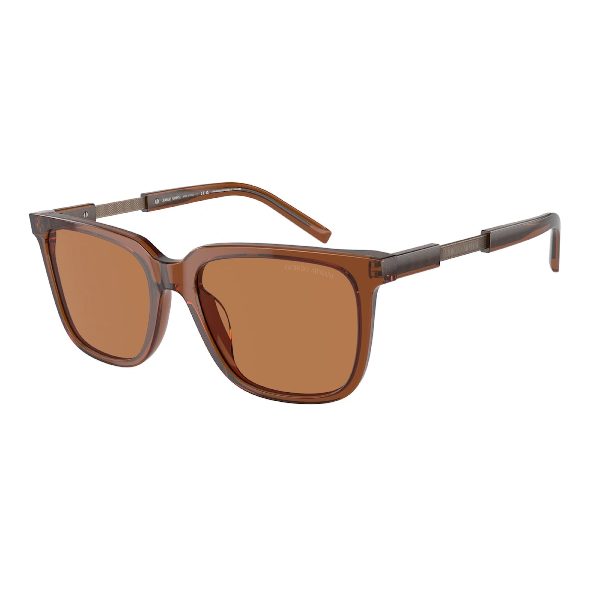GIORGIO ARMANI AR 8202U - 604973 MARRONE TRASPARENTE | OCCHIALE DA SOLE UOMO | CALIBRO 55
