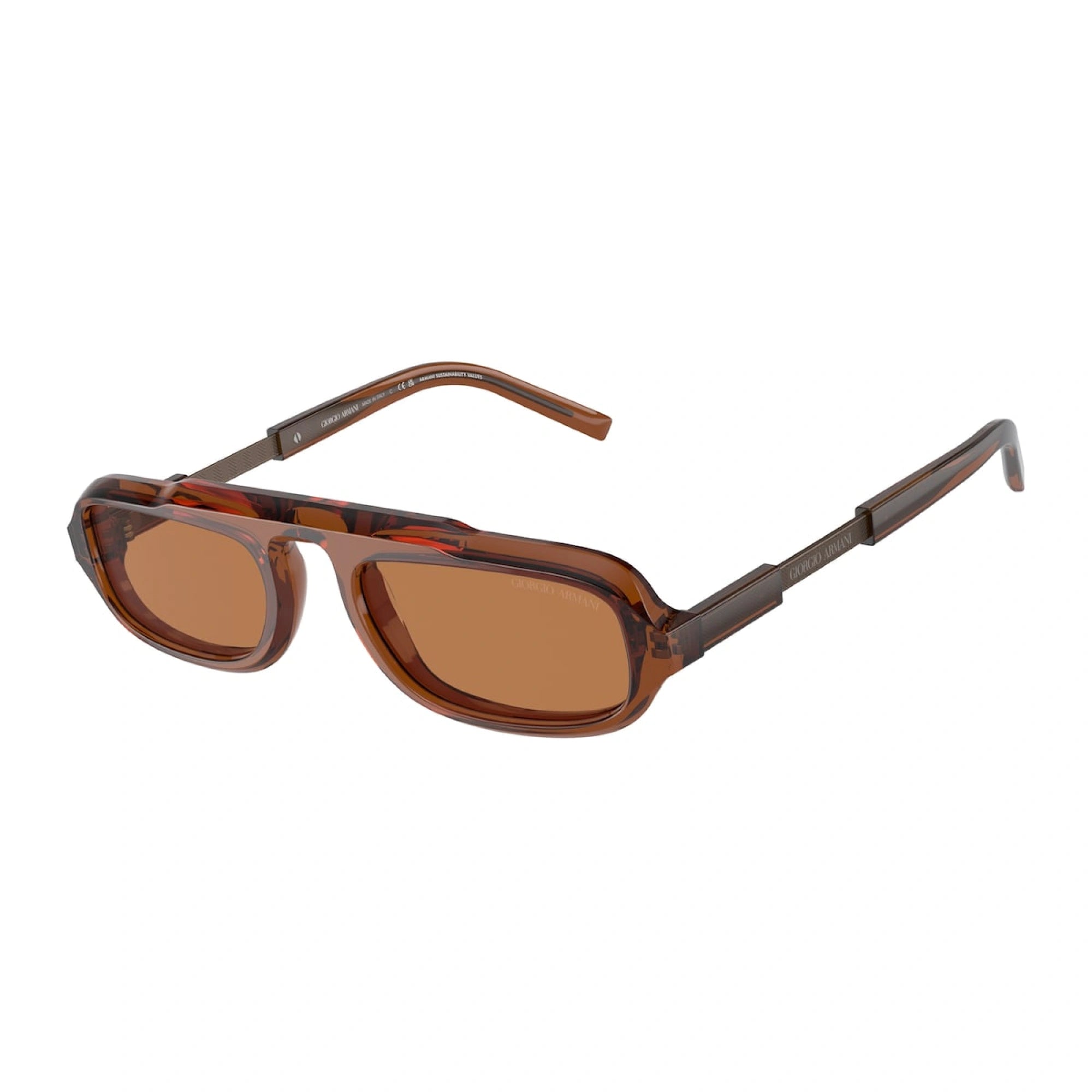 GIORGIO ARMANI AR 8203 - 604973 MARRONE TRASPARENTE | OCCHIALE DA SOLE UOMO | CALIBRO 51