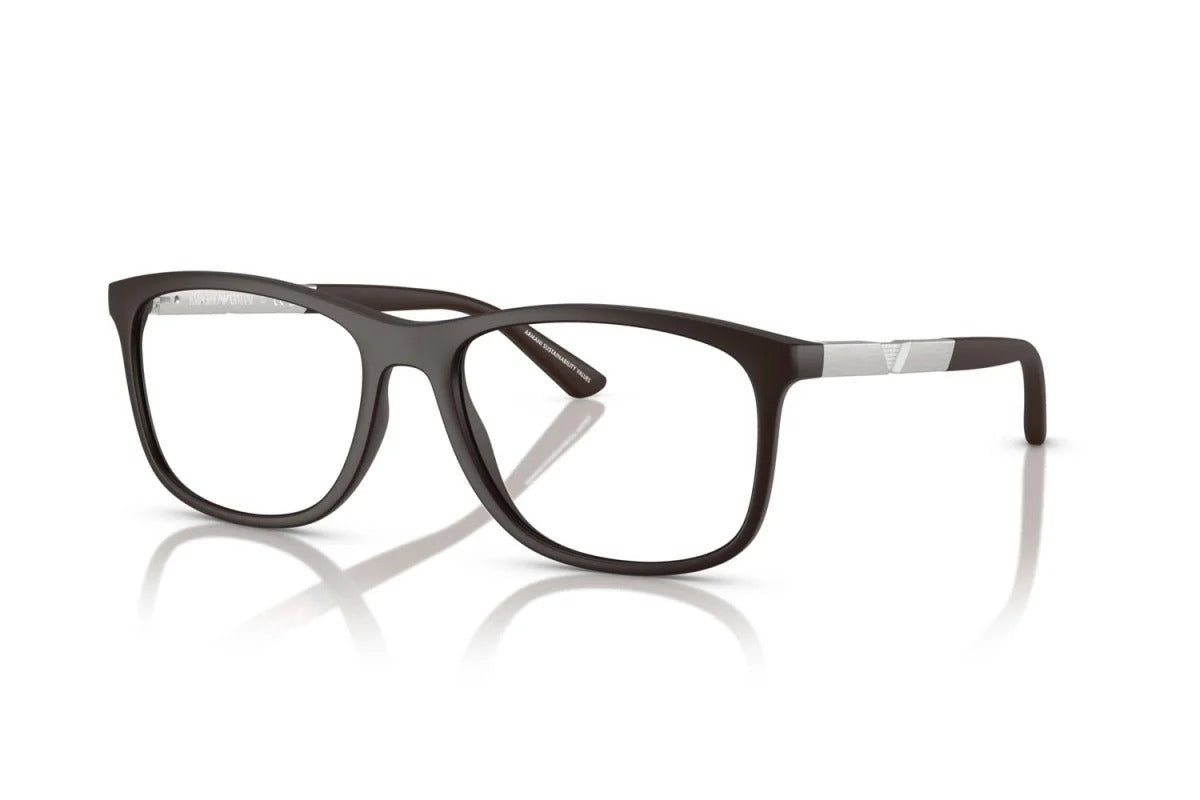 EMPORIO ARMANI - 6186 MARRONE SCURO OPACO | OCCHIALE DA VISTA UOMO - EA 3247 CALIBRO 53