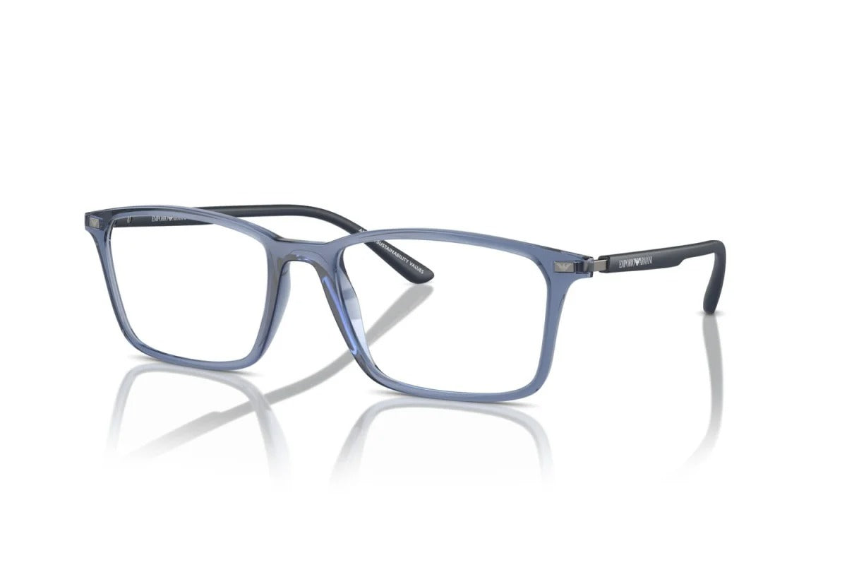 EMPORIO ARMANI - 6108 BLU TRASPARENTE LUCIDO | OCCHIALE DA VISTA UOMO - EA 3237 CALIBRO 53