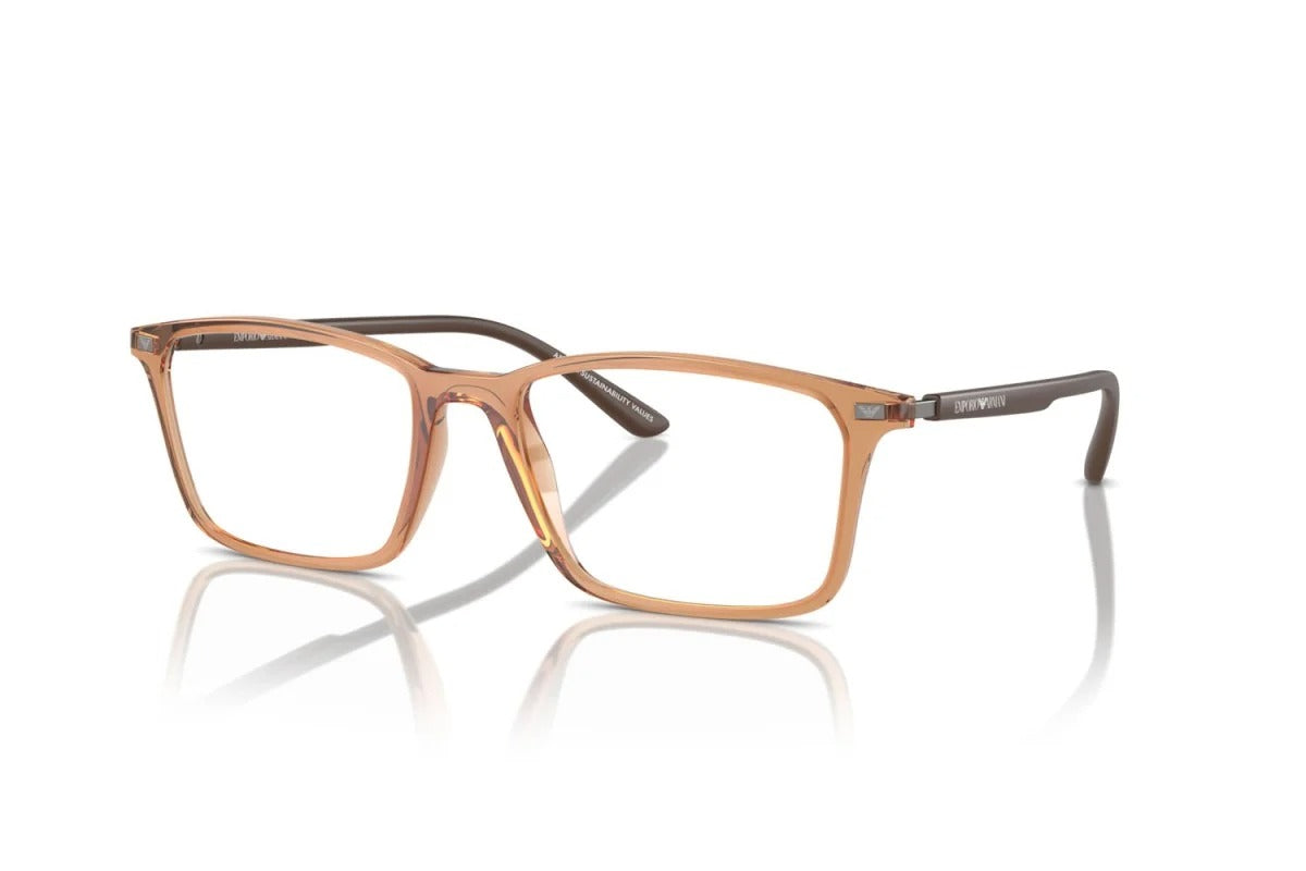 EMPORIO ARMANI - 6110 MARRONE TRASPARENTE LUCIDO | OCCHIALE DA VISTA UOMO - EA 3237 CALIBRO 55