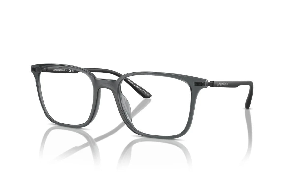 EMPORIO ARMANI - 6106 NERO TRASPARENTE LUCIDO | OCCHIALE DA VISTA UOMO - EA 3242U CALIBRO 54