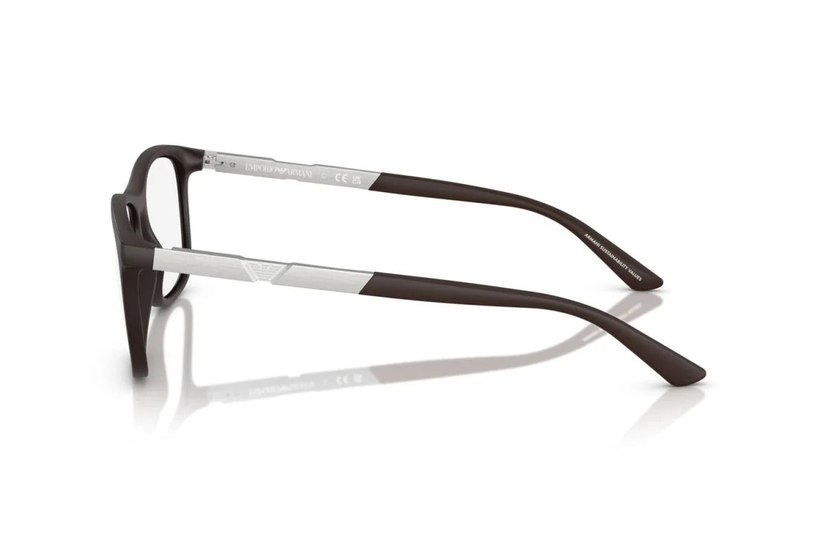 EMPORIO ARMANI - 6186 MARRONE SCURO OPACO | OCCHIALE DA VISTA UOMO - EA 3247 CALIBRO 53