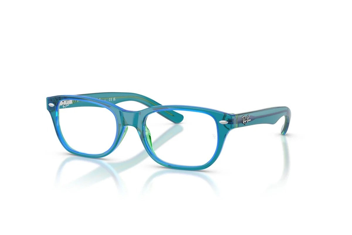 OCCHIALE DA VISTA BAMBINO UNISEX | RAY-BAN JUNIOR RY 1555 - 3996 BLU E VERDE TRASPARENTI - CALIBRO 48
