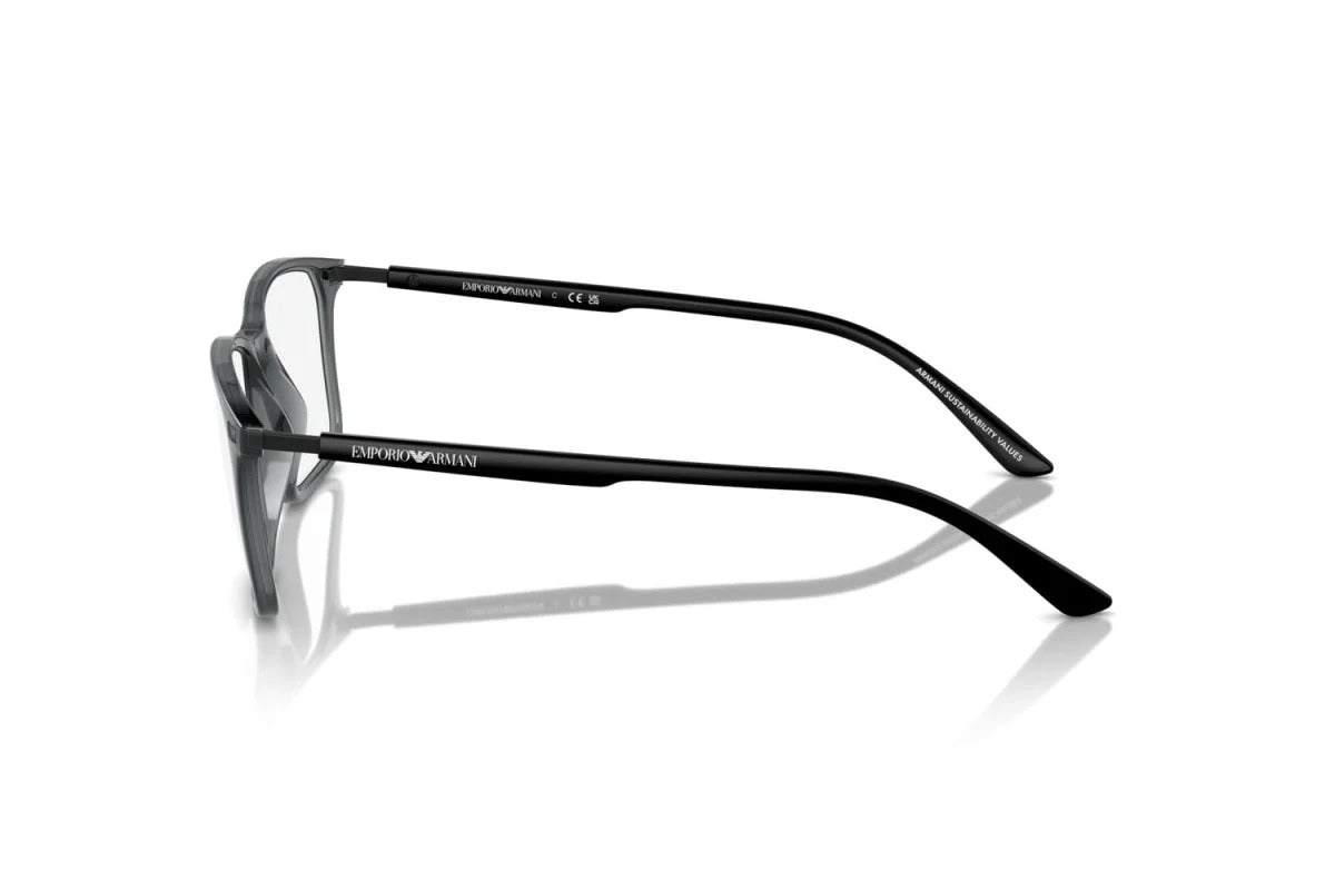 EMPORIO ARMANI - 6106 NERO TRASPARENTE LUCIDO | OCCHIALE DA VISTA UOMO - EA 3237 CALIBRO 55