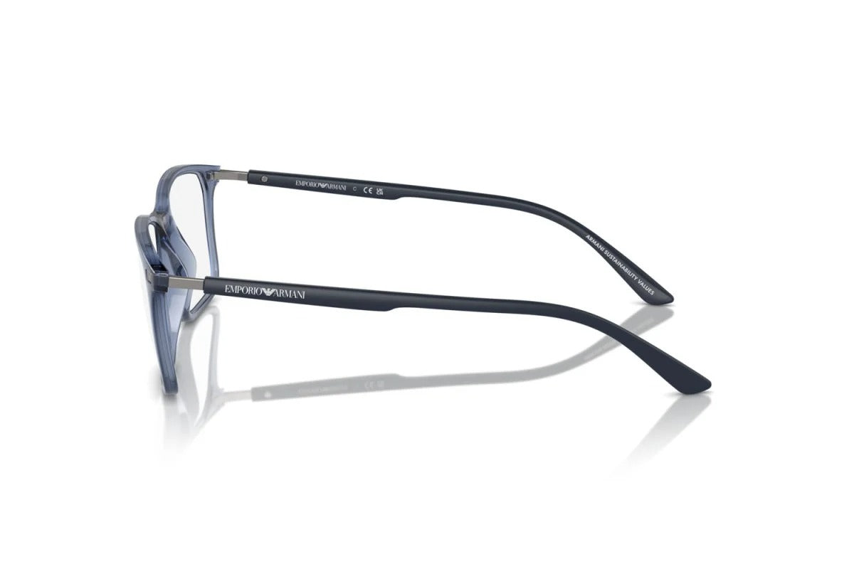 EMPORIO ARMANI - 6108 BLU TRASPARENTE LUCIDO | OCCHIALE DA VISTA UOMO - EA 3237 CALIBRO 53