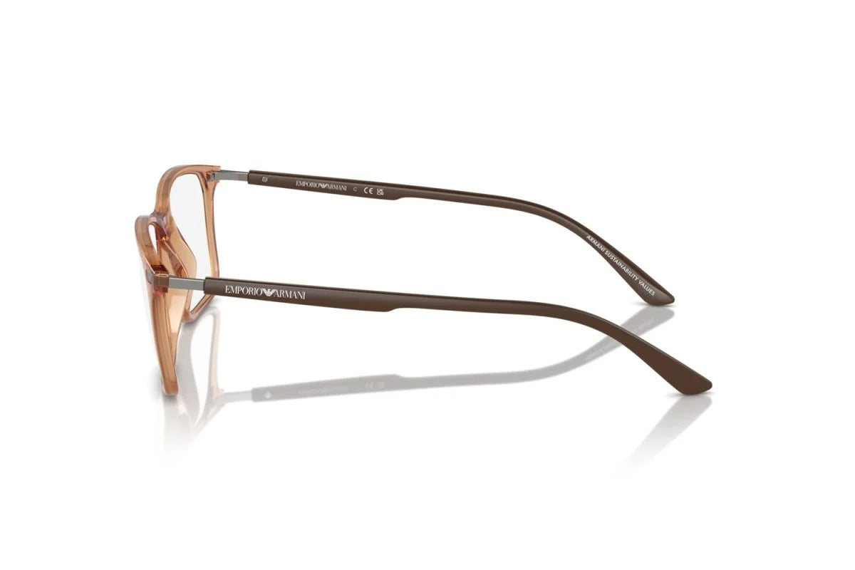EMPORIO ARMANI - 6110 MARRONE TRASPARENTE LUCIDO | OCCHIALE DA VISTA UOMO - EA 3237 CALIBRO 53