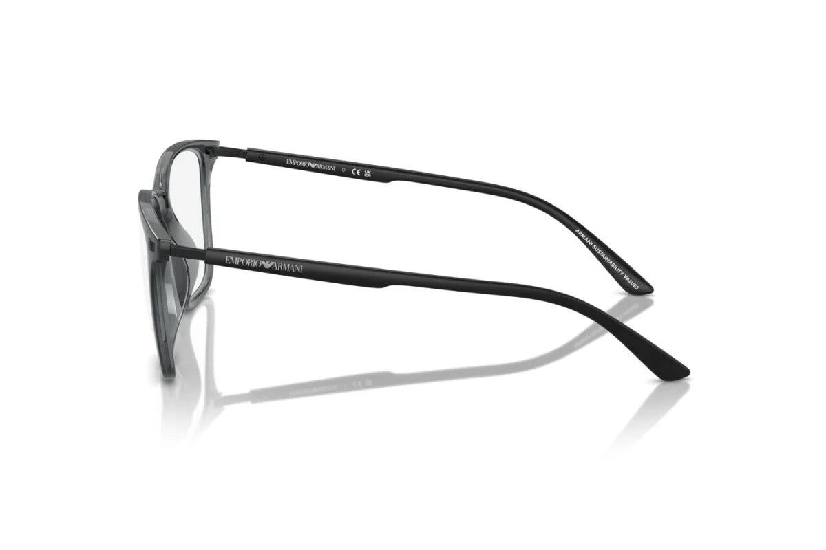 EMPORIO ARMANI - 6106 NERO TRASPARENTE LUCIDO | OCCHIALE DA VISTA UOMO - EA 3242U CALIBRO 54