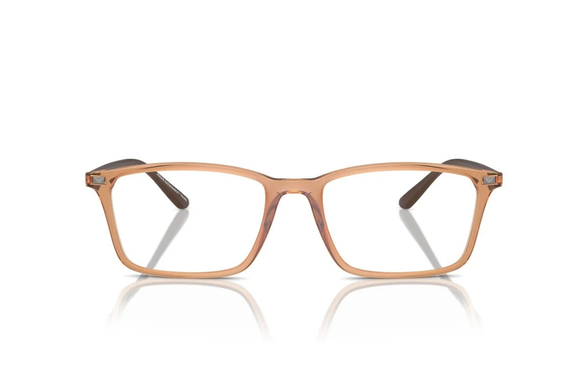 EMPORIO ARMANI - 6110 MARRONE TRASPARENTE LUCIDO | OCCHIALE DA VISTA UOMO - EA 3237 CALIBRO 53