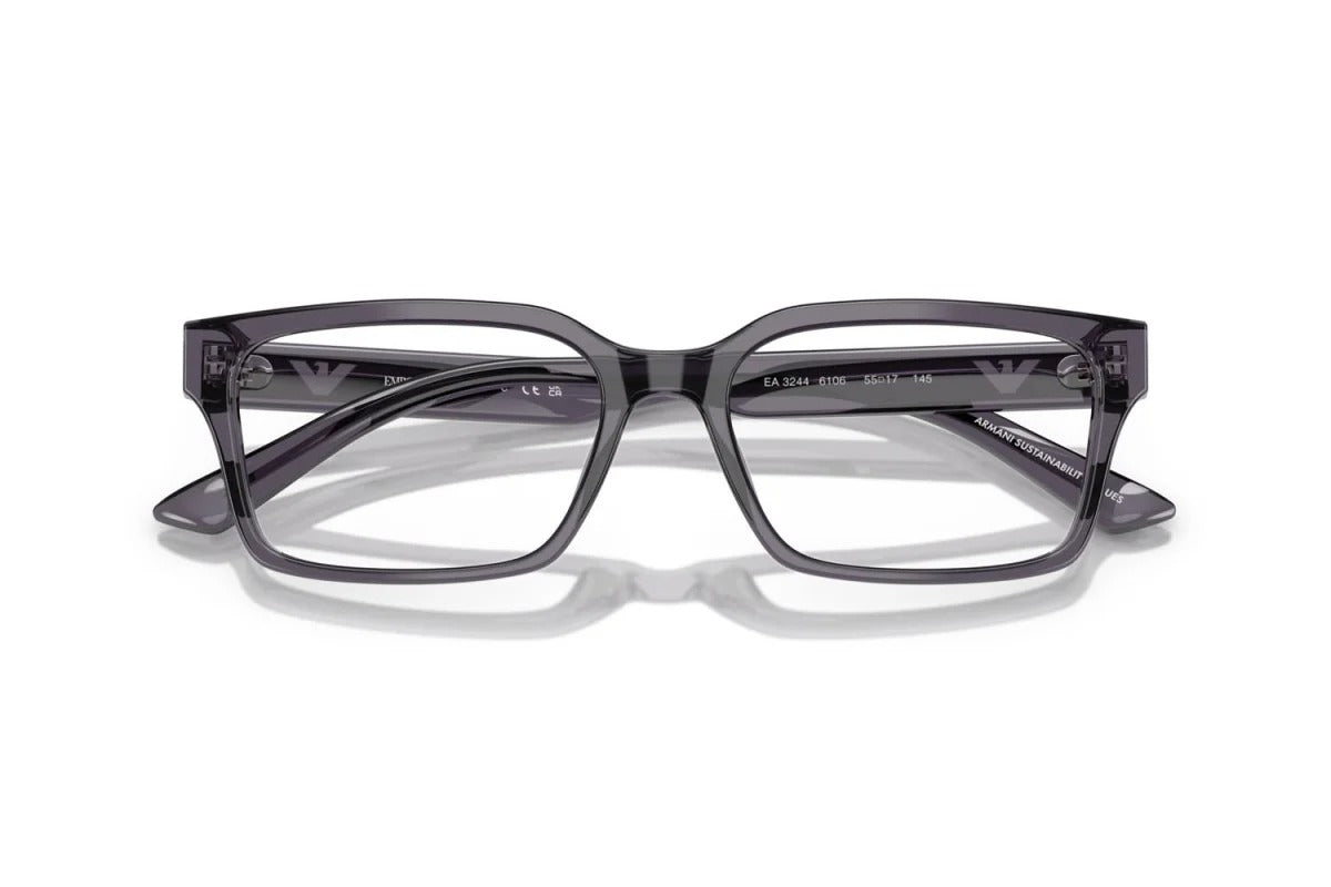 EMPORIO ARMANI - 6106 GRIGIO SCURO TRASPARENTE | OCCHIALE DA VISTA UOMO - EA 3244 CALIBRO 53