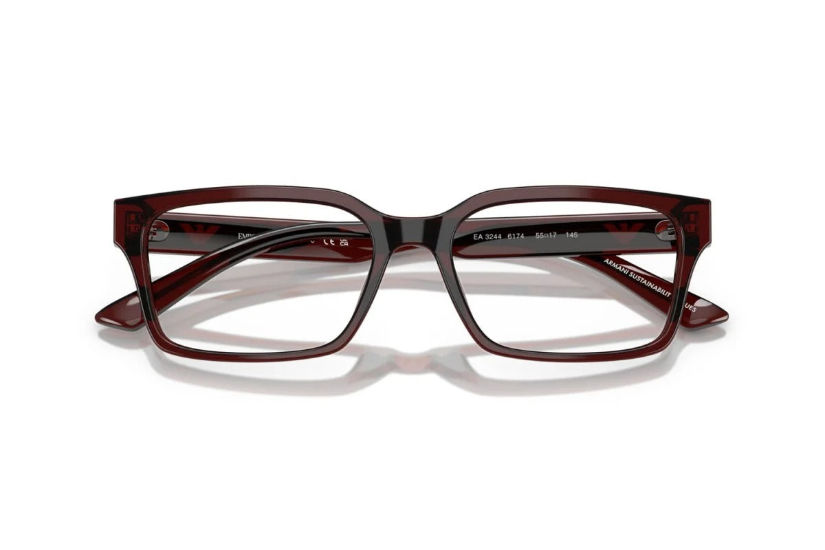 EMPORIO ARMANI - 6174 MARRONE TRASPARENTE | OCCHIALE DA VISTA UOMO - EA 3244 CALIBRO 55