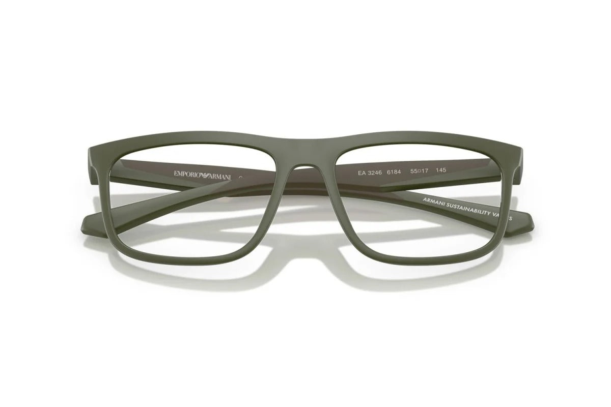 EMPORIO ARMANI - 6184 VERDE OPACO | OCCHIALE DA VISTA UOMO - EA 3246 CALIBRO 55