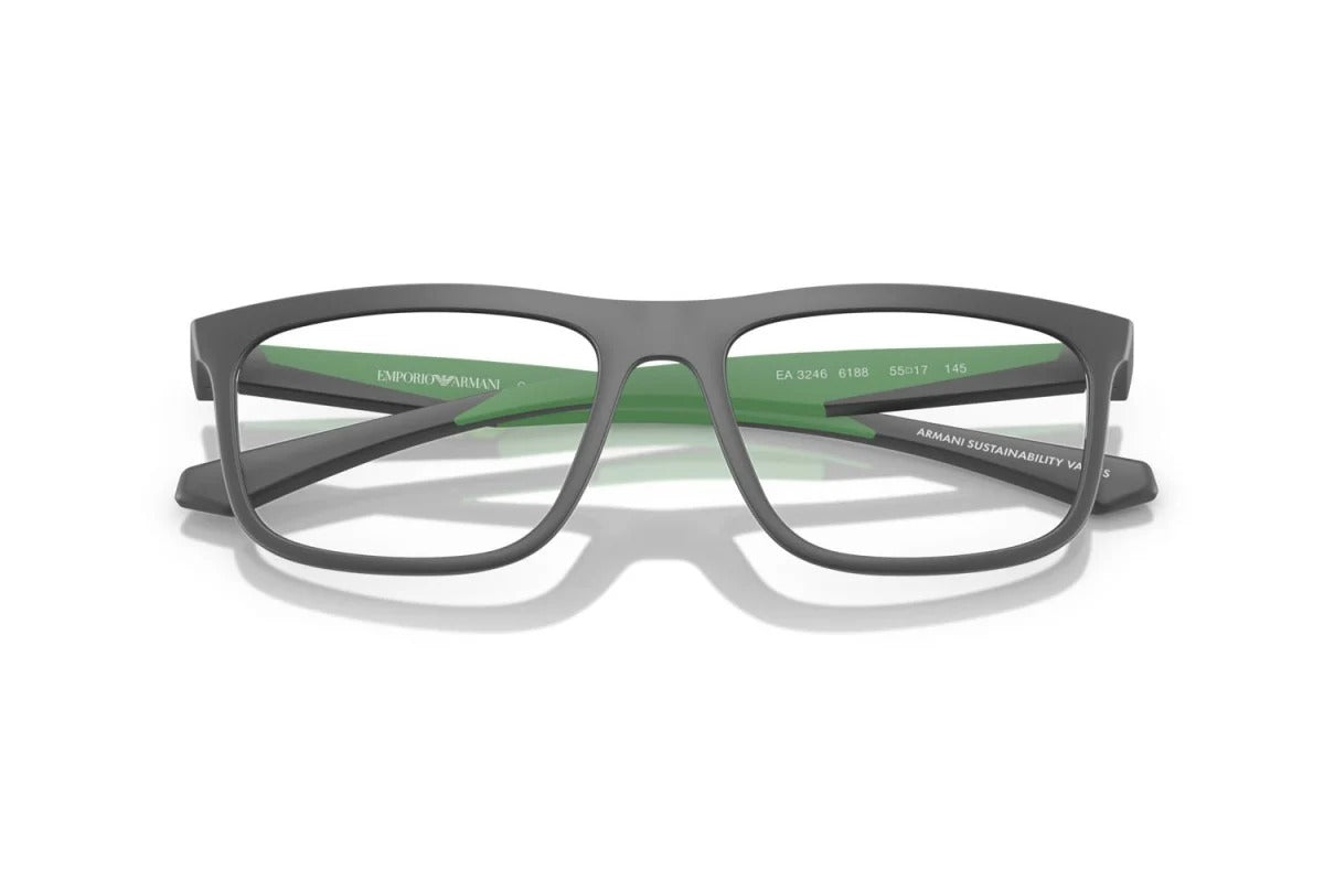 EMPORIO ARMANI - 6188 GRIGIO OPACO | OCCHIALE DA VISTA UOMO - EA 3246 CALIBRO 53