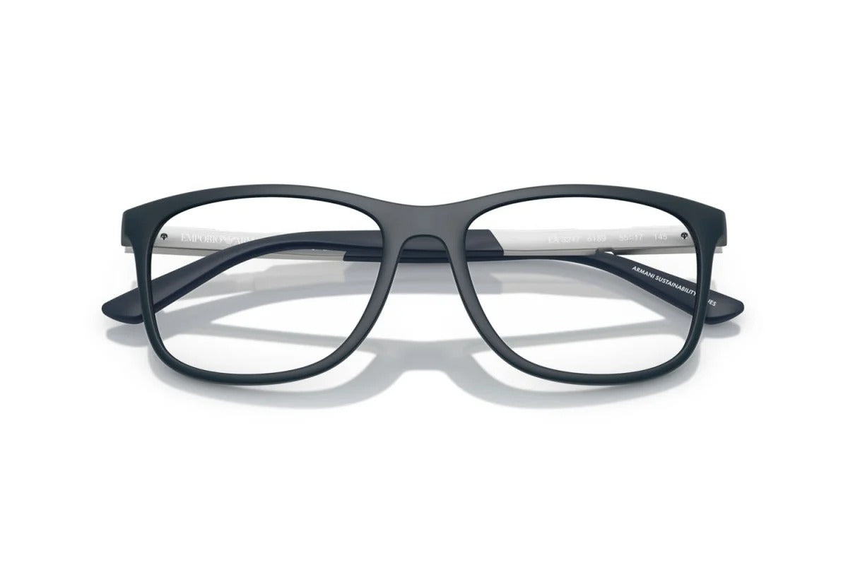 EMPORIO ARMANI - 6189 BLU SCURO OPACO | OCCHIALE DA VISTA UOMO - EA 3247 CALIBRO 55