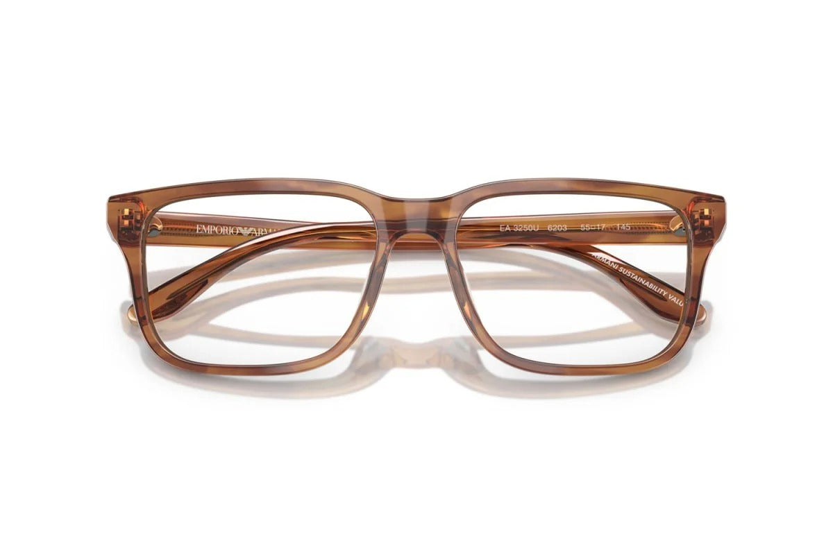 EMPORIO ARMANI - 6203 MARRONE AVANA LUCIDO | OCCHIALE DA VISTA UOMO - EA 3250U CALIBRO 54
