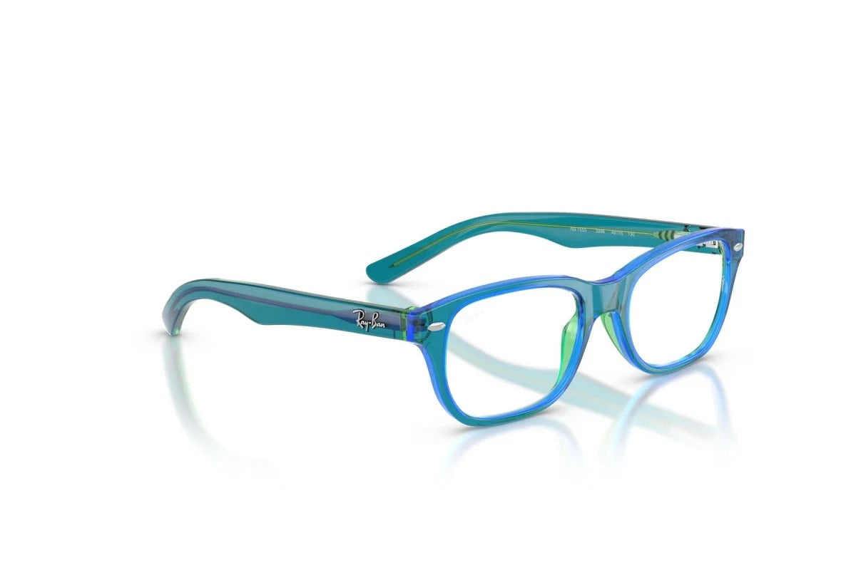 OCCHIALE DA VISTA BAMBINO UNISEX | RAY-BAN JUNIOR RY 1555 - 3996 BLU E VERDE TRASPARENTI - CALIBRO 48