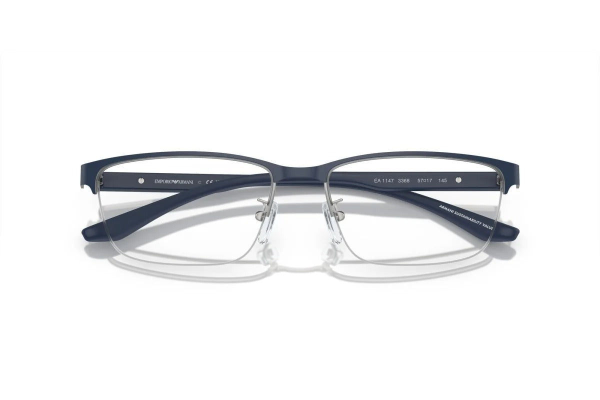 OCCHIALE DA VISTA UOMO | EMPORIO ARMANI EA 1147 - 3368 ARGENTO OPACO/BLU - CALIBRO 55