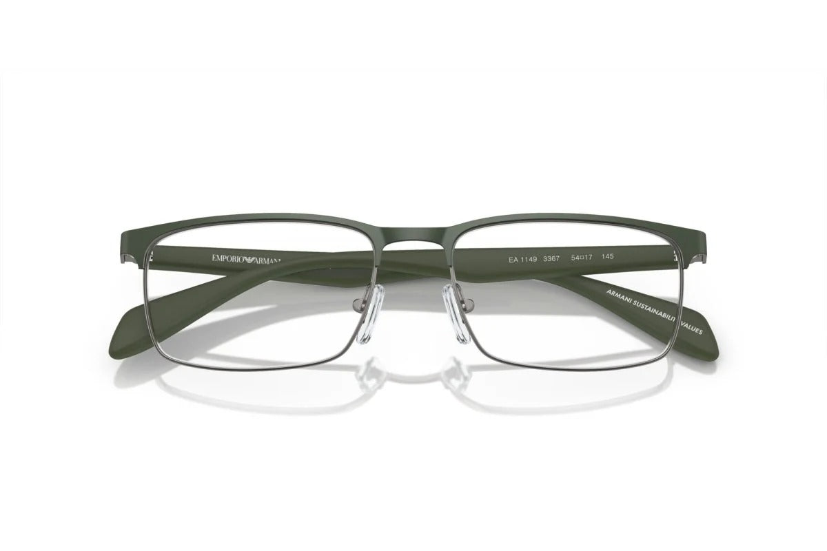 OCCHIALE DA VISTA UOMO | EMPORIO ARMANI EA 1149 - 3367 CANNA DI FUCILE OPACO/VERDE - CALIBRO 56