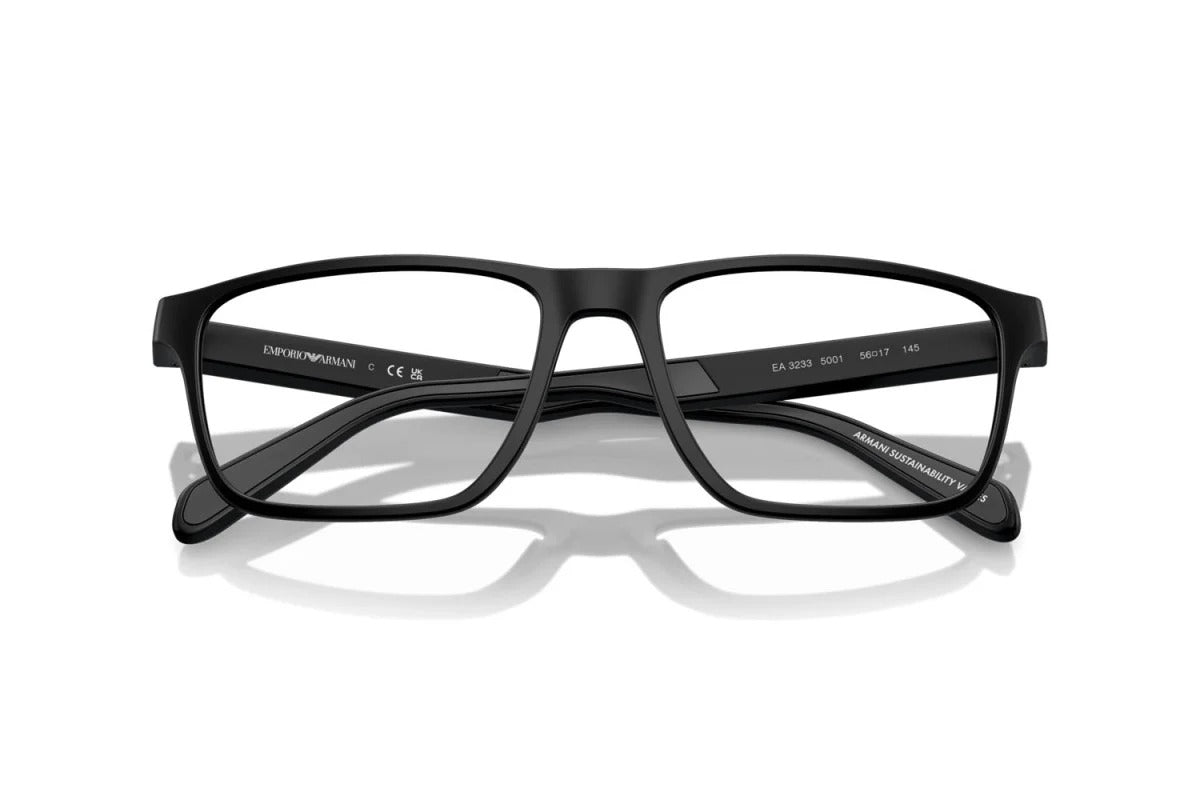 EMPORIO ARMANI - 5001 NERO OPACO | OCCHIALE DA VISTA UOMO - EA 3233 CALIBRO 56