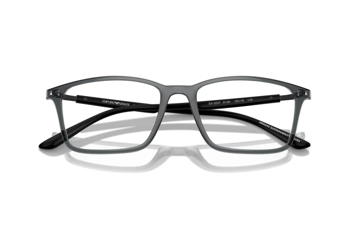 EMPORIO ARMANI - 6106 NERO TRASPARENTE LUCIDO | OCCHIALE DA VISTA UOMO - EA 3237 CALIBRO 53