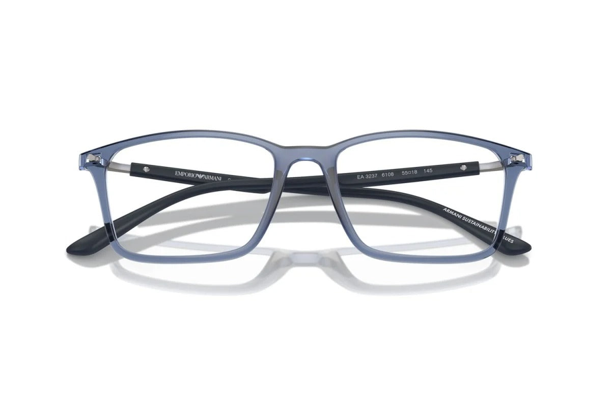 EMPORIO ARMANI - 6108 BLU TRASPARENTE LUCIDO | OCCHIALE DA VISTA UOMO - EA 3237 CALIBRO 53