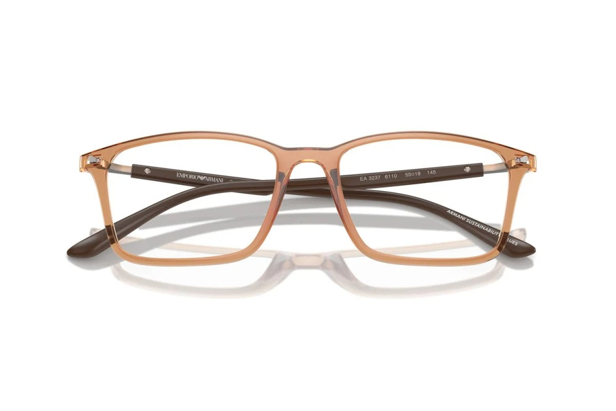 EMPORIO ARMANI - 6110 MARRONE TRASPARENTE LUCIDO | OCCHIALE DA VISTA UOMO - EA 3237 CALIBRO 53