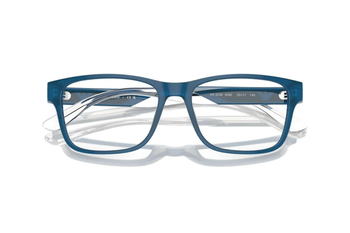 EMPORIO ARMANI - 6092 BLU OPALINO LUCIDO | OCCHIALE DA VISTA UOMO - EA 3239 CALIBRO 55