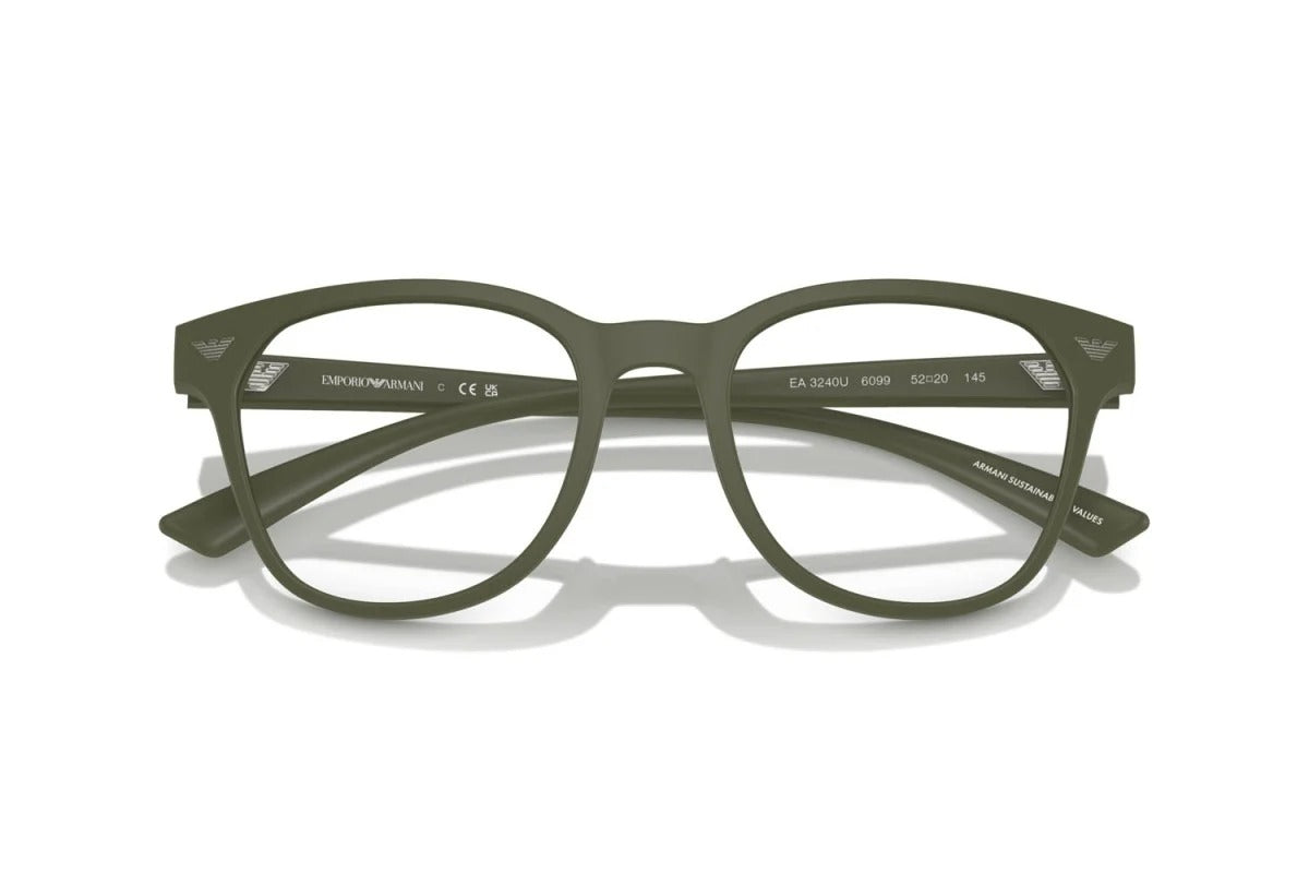 EMPORIO ARMANI - 6099 VERDE OPACO | OCCHIALE DA VISTA UOMO - EA 3240U CALIBRO 50