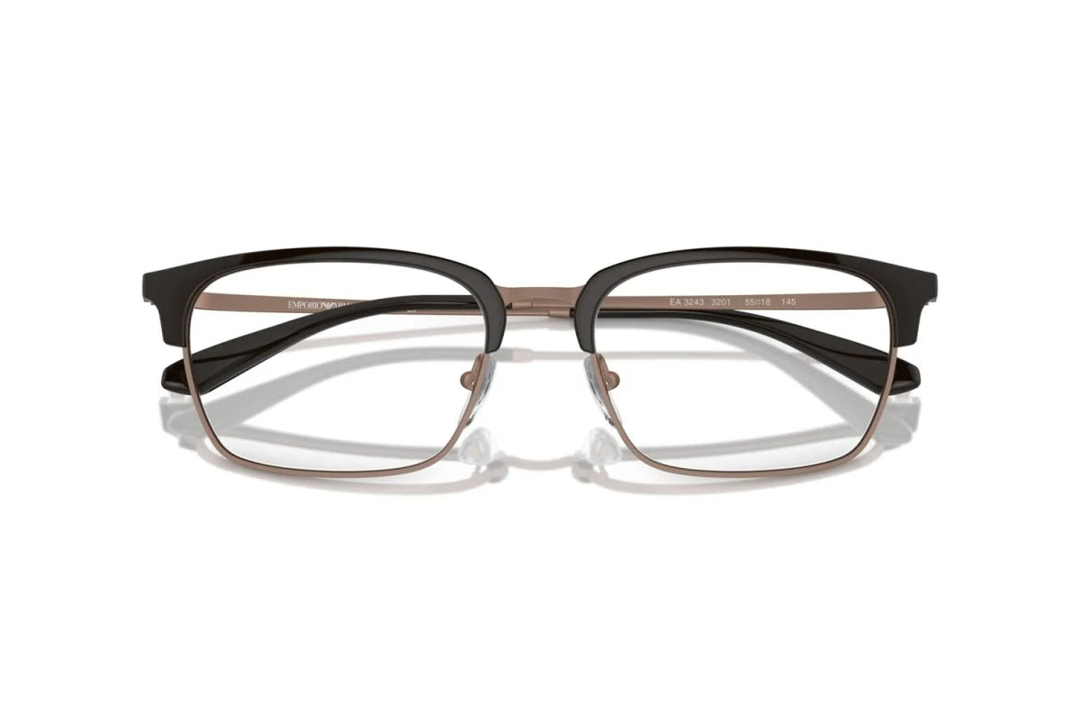 EMPORIO ARMANI - 3201 MARRONE LUCIDO/ORO ROSA OPACO | OCCHIALE DA VISTA UOMO - EA 3243 CALIBRO 53