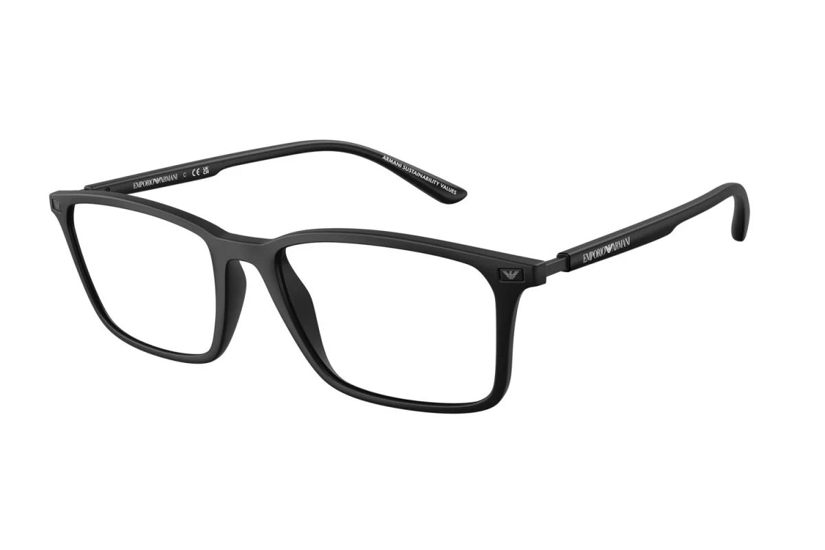 EMPORIO ARMANI - 5001 NERO OPACO | OCCHIALE DA VISTA UOMO - EA 3237 CALIBRO 55