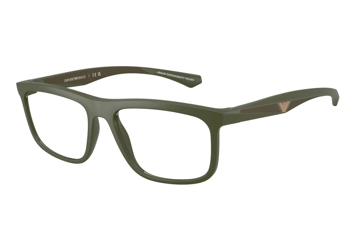 EMPORIO ARMANI - 6184 VERDE OPACO | OCCHIALE DA VISTA UOMO - EA 3246 CALIBRO 55