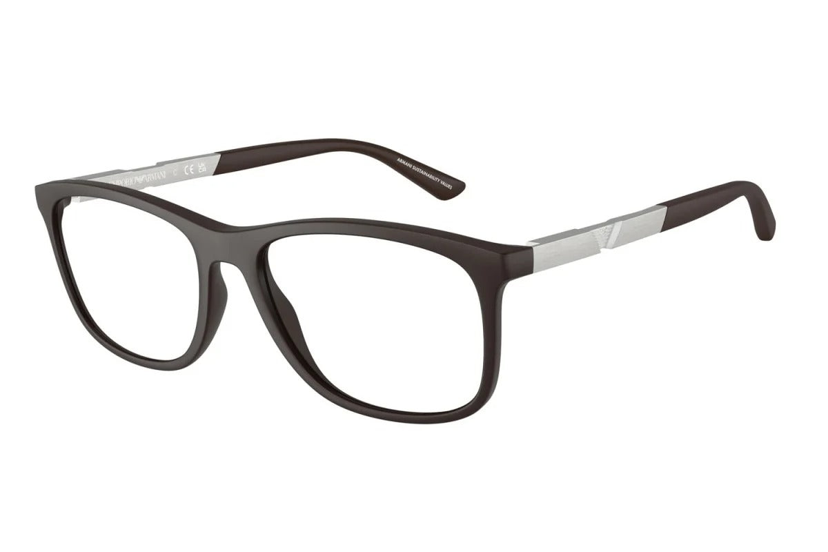 EMPORIO ARMANI - 6186 MARRONE SCURO OPACO | OCCHIALE DA VISTA UOMO - EA 3247 CALIBRO 53