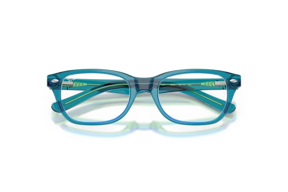 OCCHIALE DA VISTA BAMBINO UNISEX | RAY-BAN JUNIOR RY 1555 - 3996 BLU E VERDE TRASPARENTI - CALIBRO 48