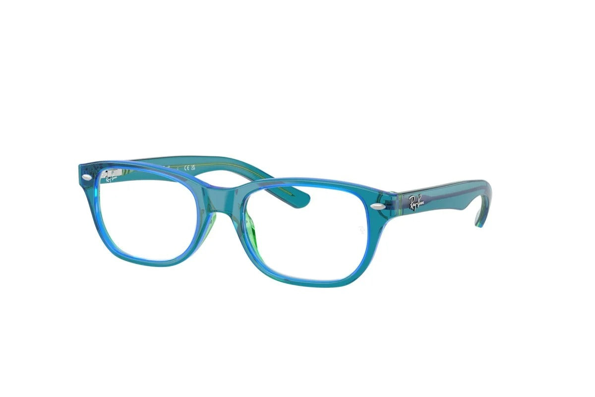 OCCHIALE DA VISTA BAMBINO UNISEX | RAY-BAN JUNIOR RY 1555 - 3996 BLU E VERDE TRASPARENTI - CALIBRO 48