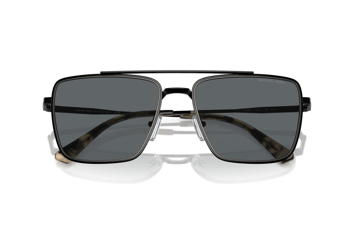 MICHAEL KORS BLUE RIDGE - 100587 NERO LUCIDO | OCCHIALE DA SOLE UOMO - MK 1154 CALIBRO 58