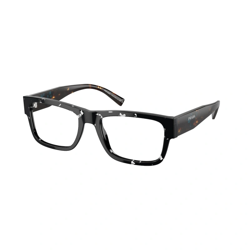 PRADA - 15S1O1 BLACK CRYSTAL TORTOISE | OCCHIALE DA VISTA UOMO - PR 15YV CALIBRO 52