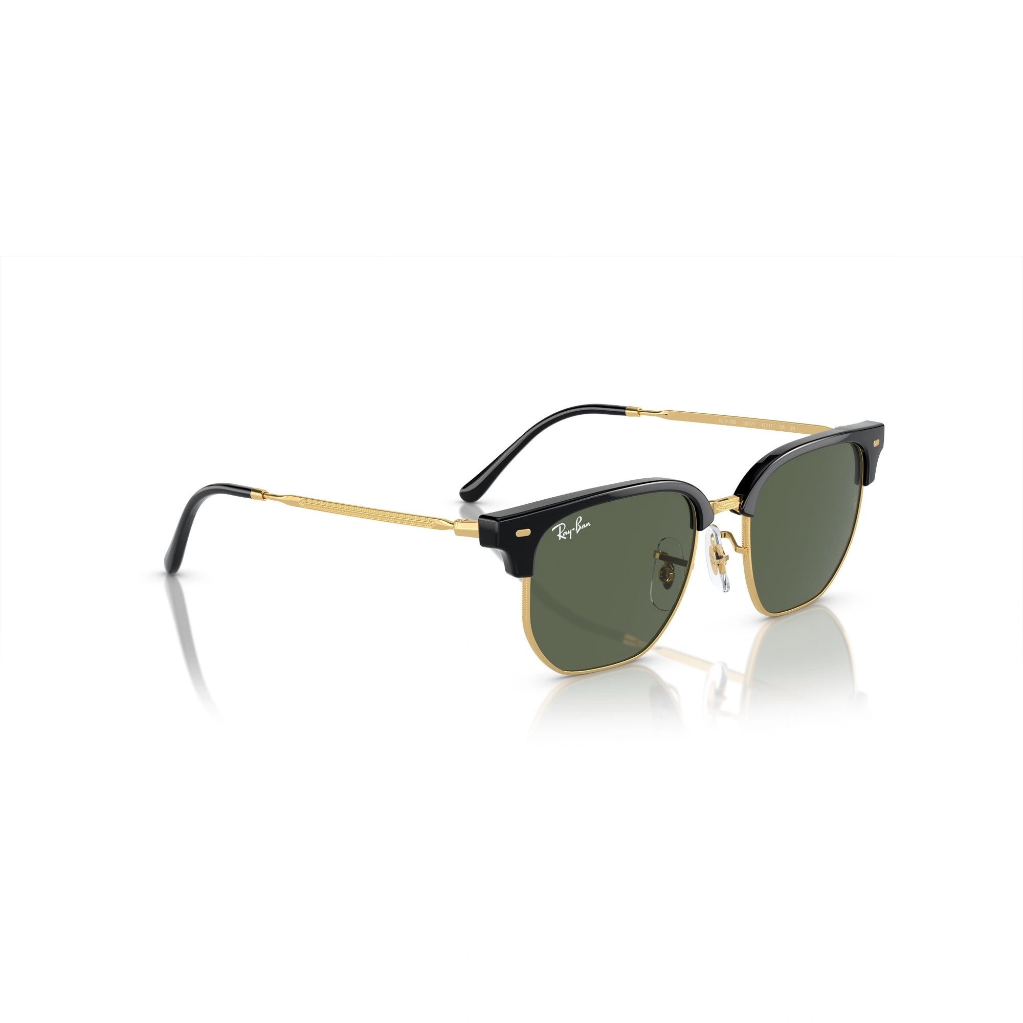 RAY-BAN JUNIOR RJ 9116S JUNIOR NEW CLUBMASTER 100/71 NERO SU ORO | OCCHIALE DA SOLE BAMBINO UNISEX | CALIBRO 47